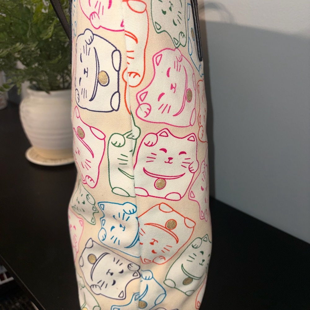 Rare Lucky Cat Canvas Tote By Kate Spade - Picture 4 of 6